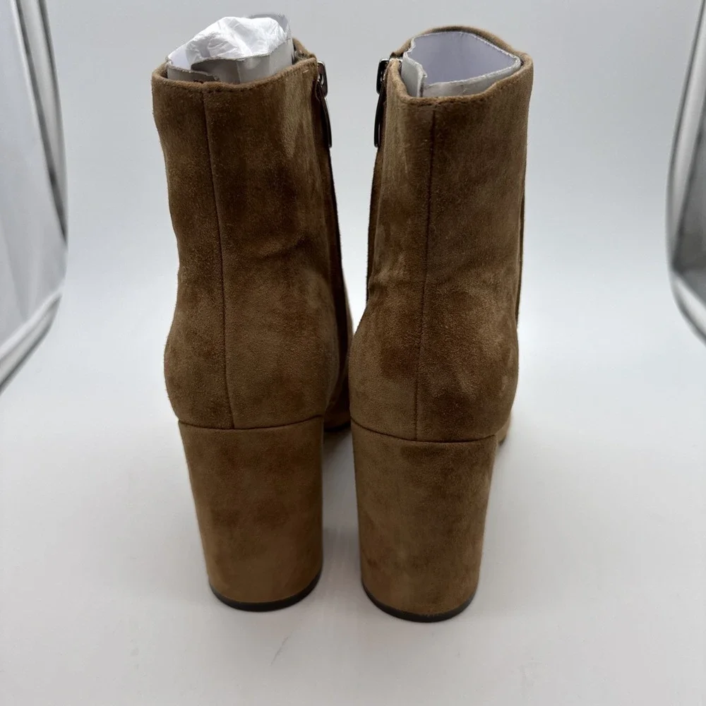 Nine West Wynast Tan Suede Ankle Boot Woman's SZ 8.5M Side Zip Block 4